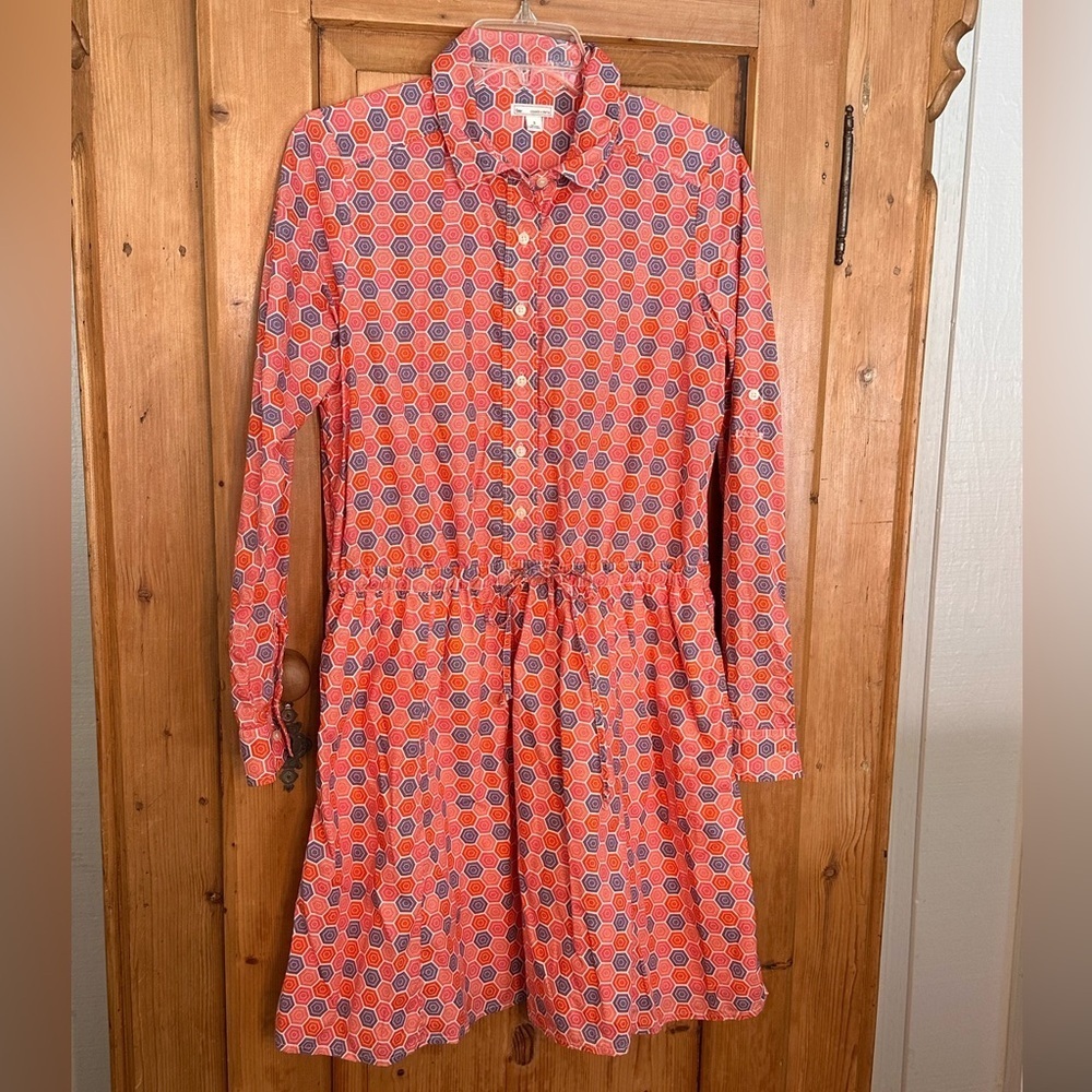 Gap Retro Geo Print Orange, Pink & Purple Design Drawstring Dress Size Small